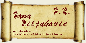 Hana Miljaković vizit kartica